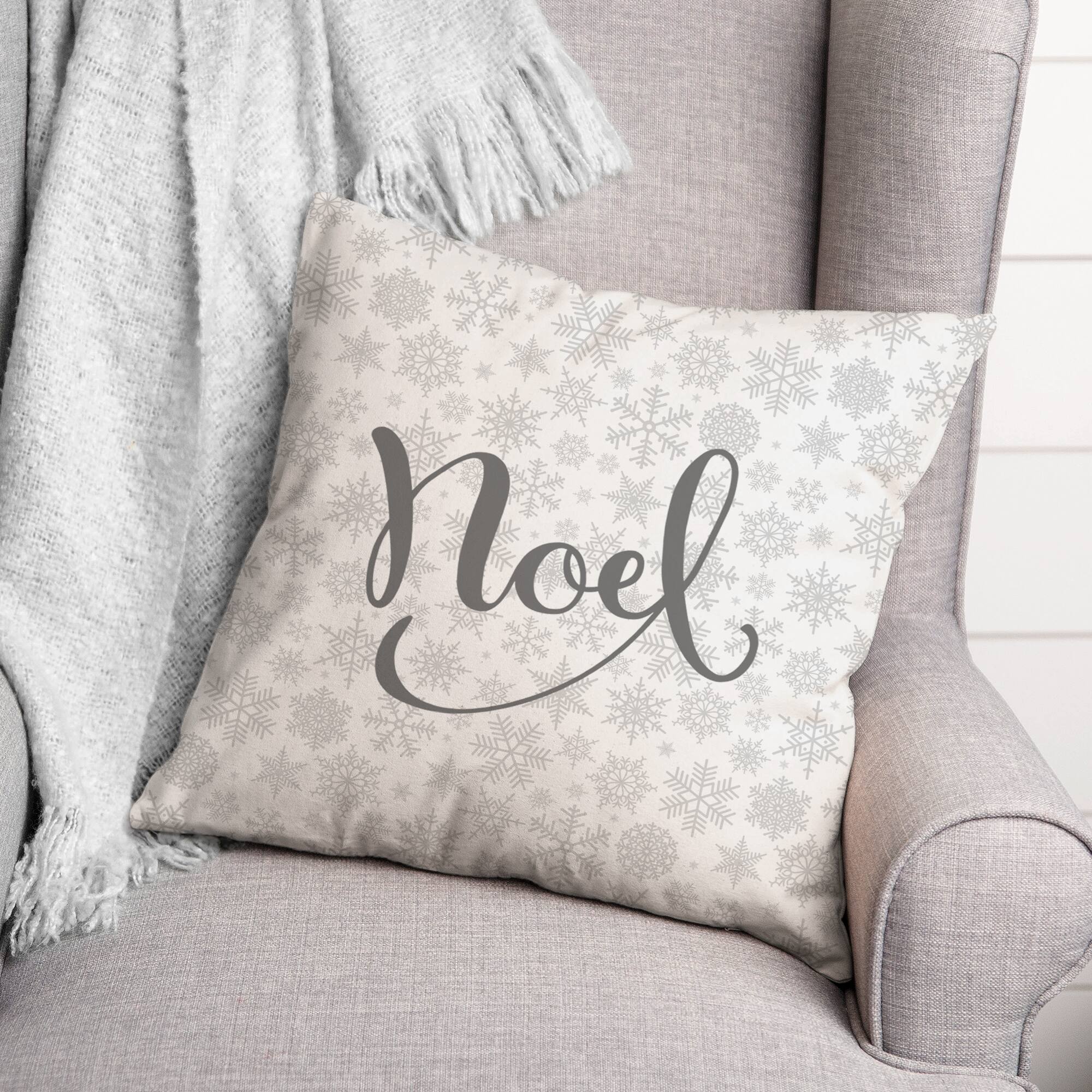 Noel Snowflake Pattern 18x18 Throw Pillow